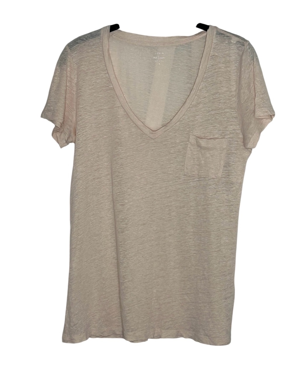 J. Crew Peach 100% Linen Short Sleeve Pocket Tee EUC Sz S Preppy Minimalist